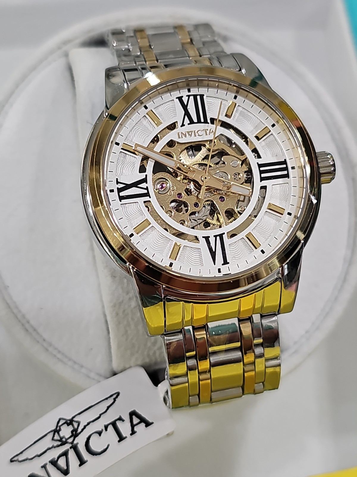 RETAIL $299.99 Invicta Men’s Watch Objet D Art Automatic Silver Dial Two Tone Br