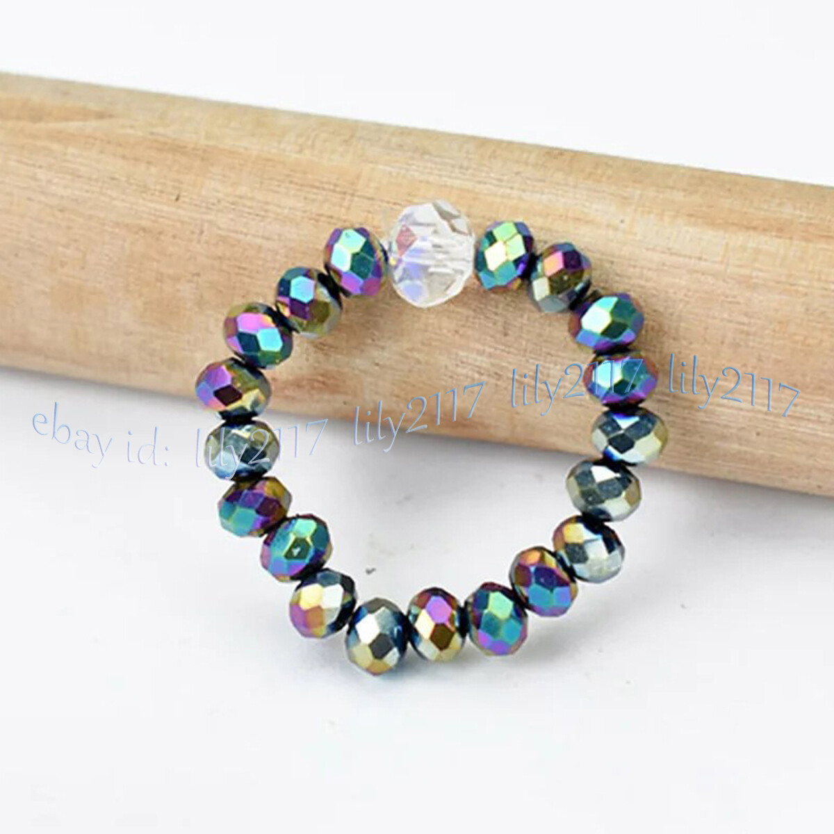 Faceted Multicolor Crystal Beads Adjustable Stretchy Finger Rings Couple Rings
