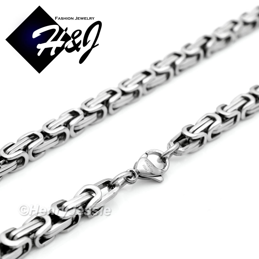 18-40″Stainless Steel 6mm Silver Byzantine Box Chain Necklace Cross Pendant*K20