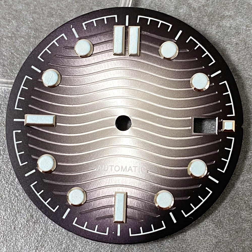 New 31mm Wave Textured Watch Dial With Date Window Fit NH35 NH36 NH38 Movement