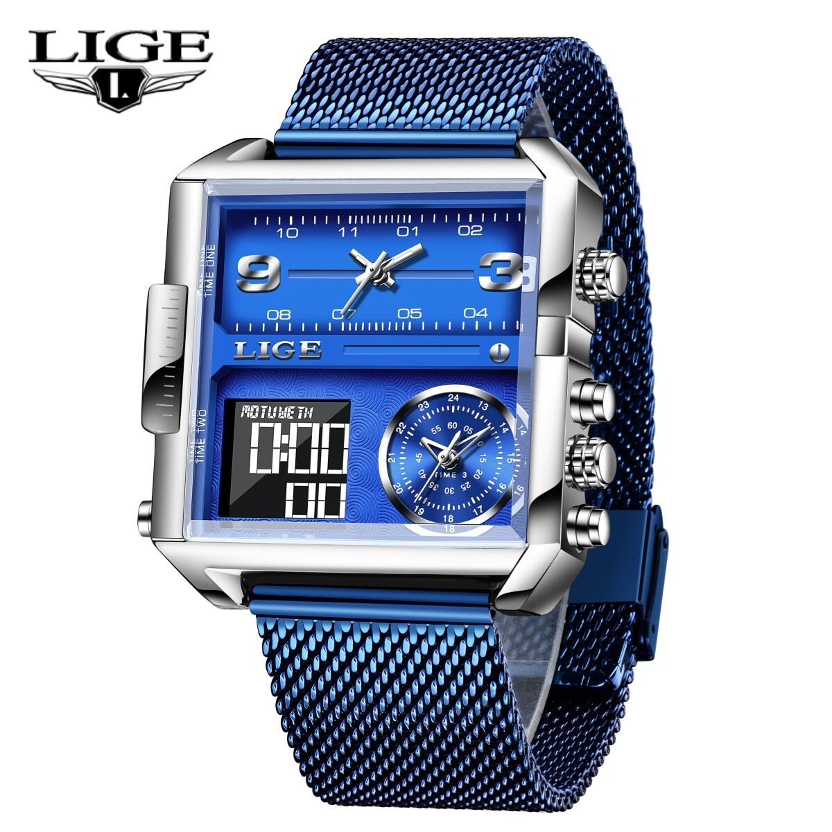 Fashion Men Watch Electrical Quartz Digital Week 3ATM Waterproof LED Wristwatch