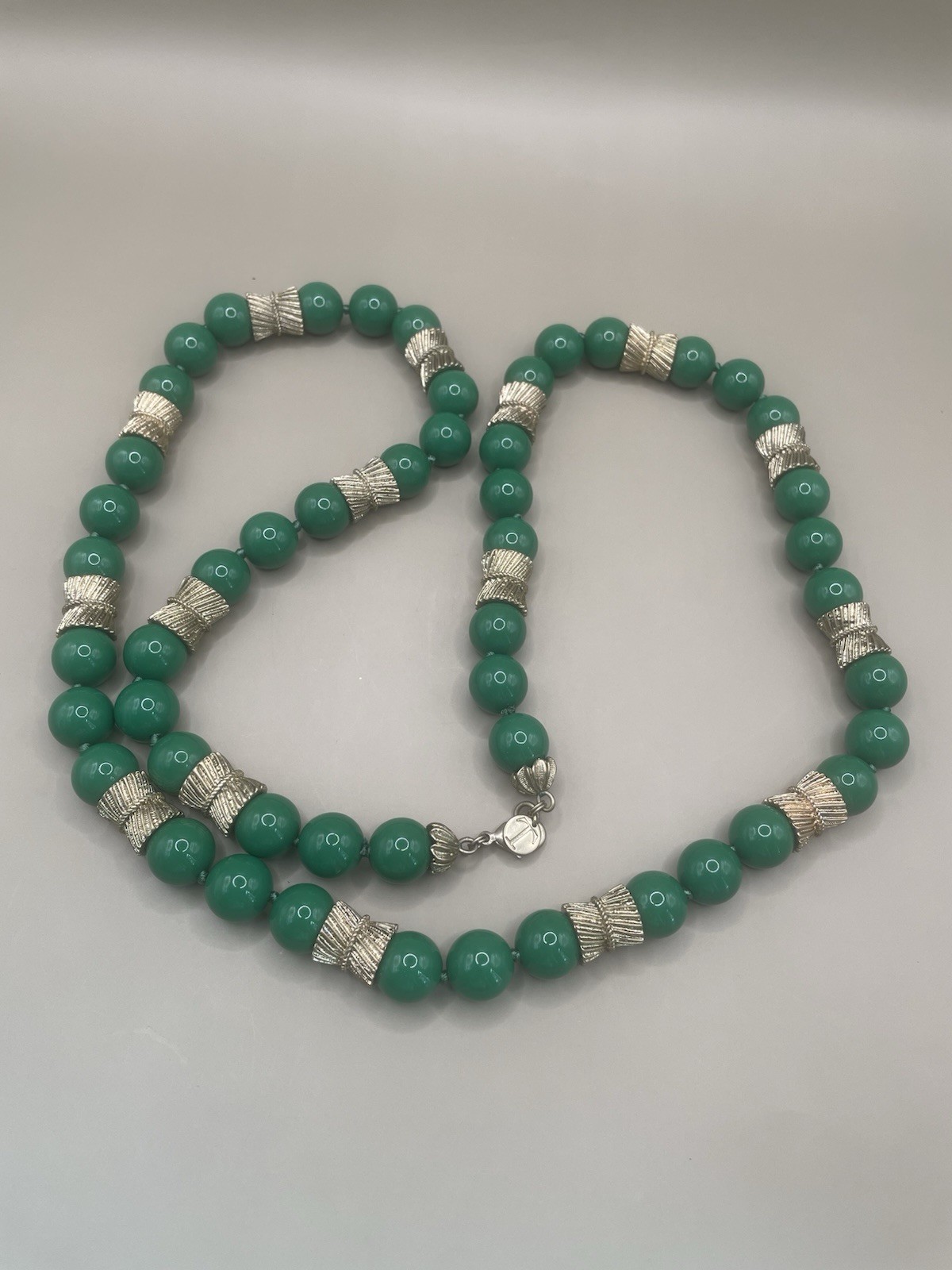 Fashion Talbots GoldTone Deep Green Hand-Knotted Beaded 36.5” Necklace