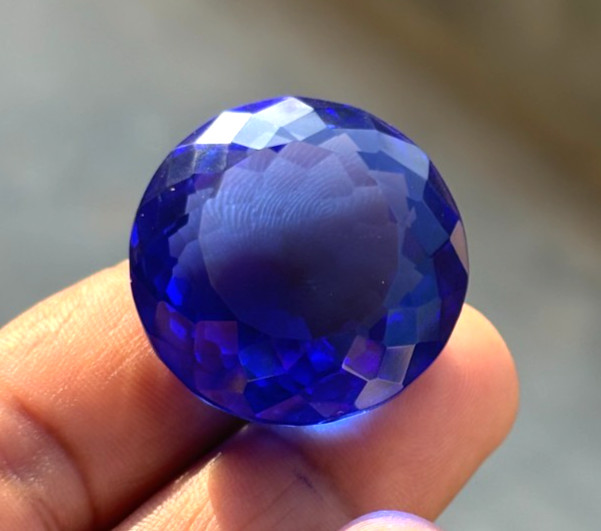 Certified 100 Cts Round Cut Blue Kashmiri Sapphire Loose Natural Gemstone Superb