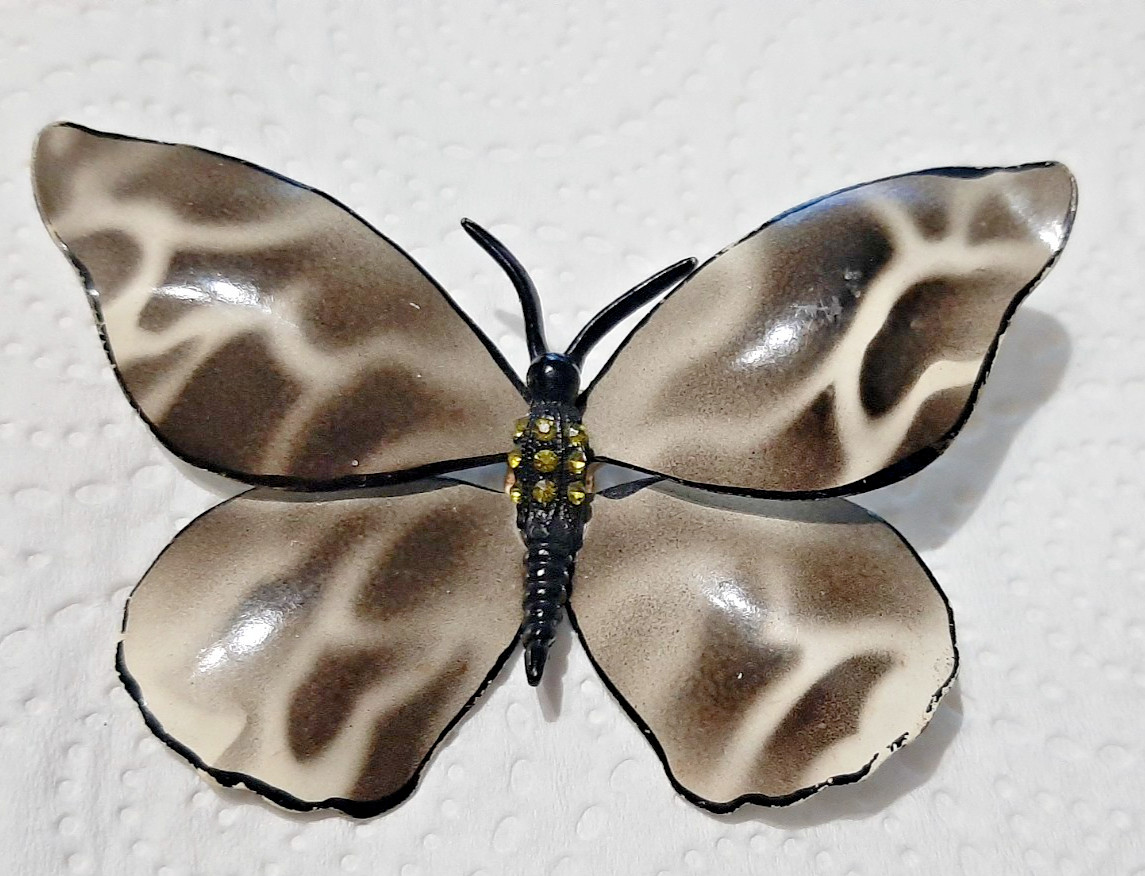 Black Gray White Butterfly Enamel Metal Pin Brooch
