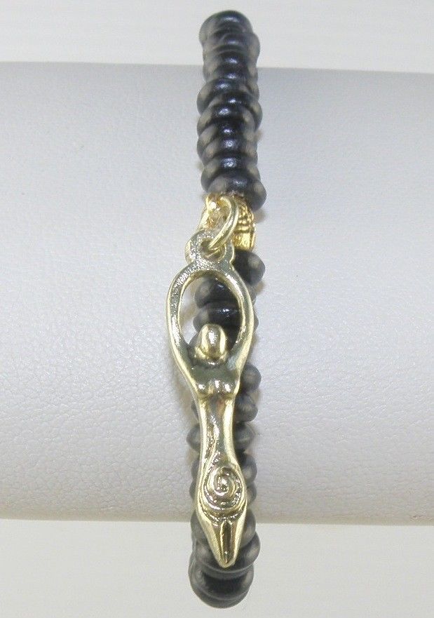 Boho Naked Beautiful Woman Pendant on Beaded Bracelet 6.50 Inches Unisex