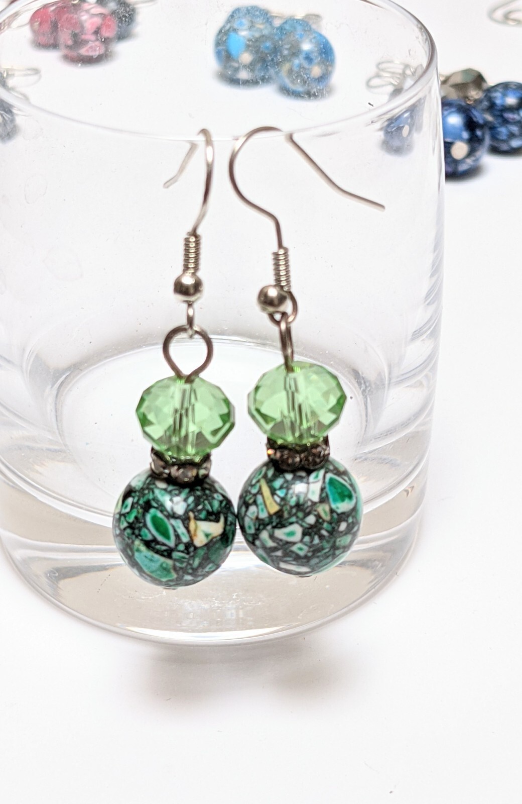 Beaded Stone Earrings Dangle 6 pairs Multi Color Handmade Crystal Daily Wear
