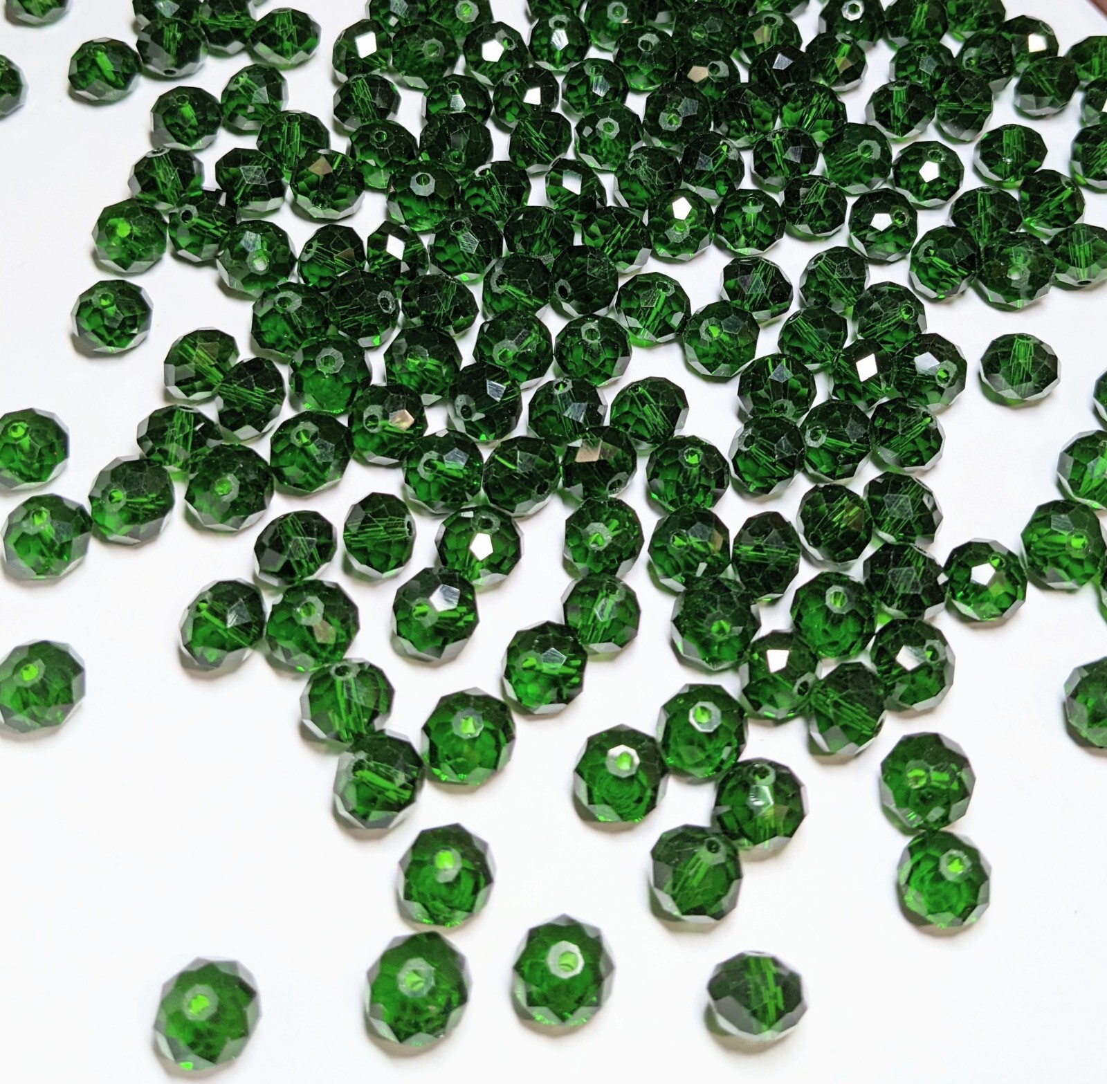 Green Crystal Beads 8mm Beads for Jewelry Making Bulk 180 pcs Emerald Roundelle