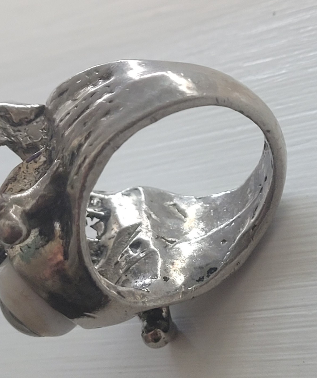 Skull Bones green eye gothic BIKER RING – 3rd eye, green eyeball ☠☠☠