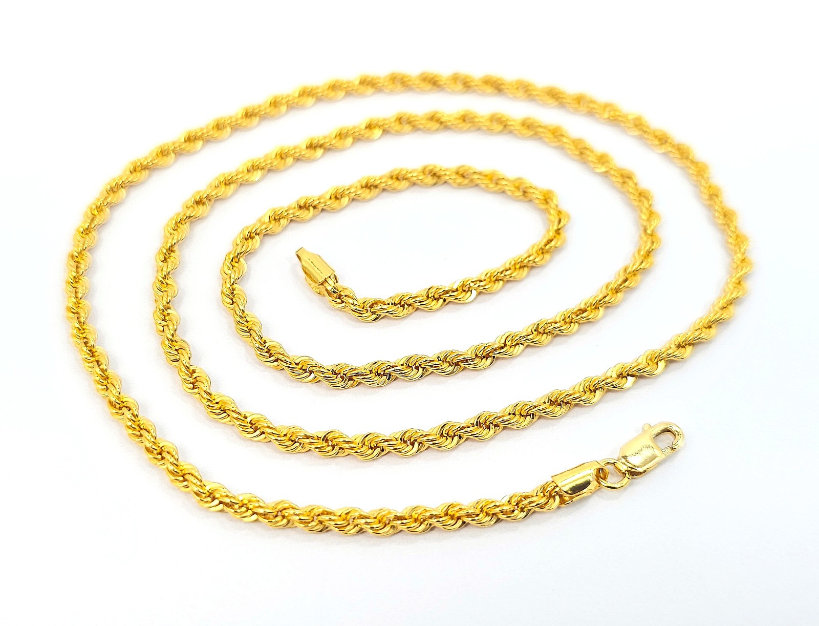 22K Gold Rope Chain Necklace 19.75 in 2.7 mm Hollow Genuine Hallmarked 916
