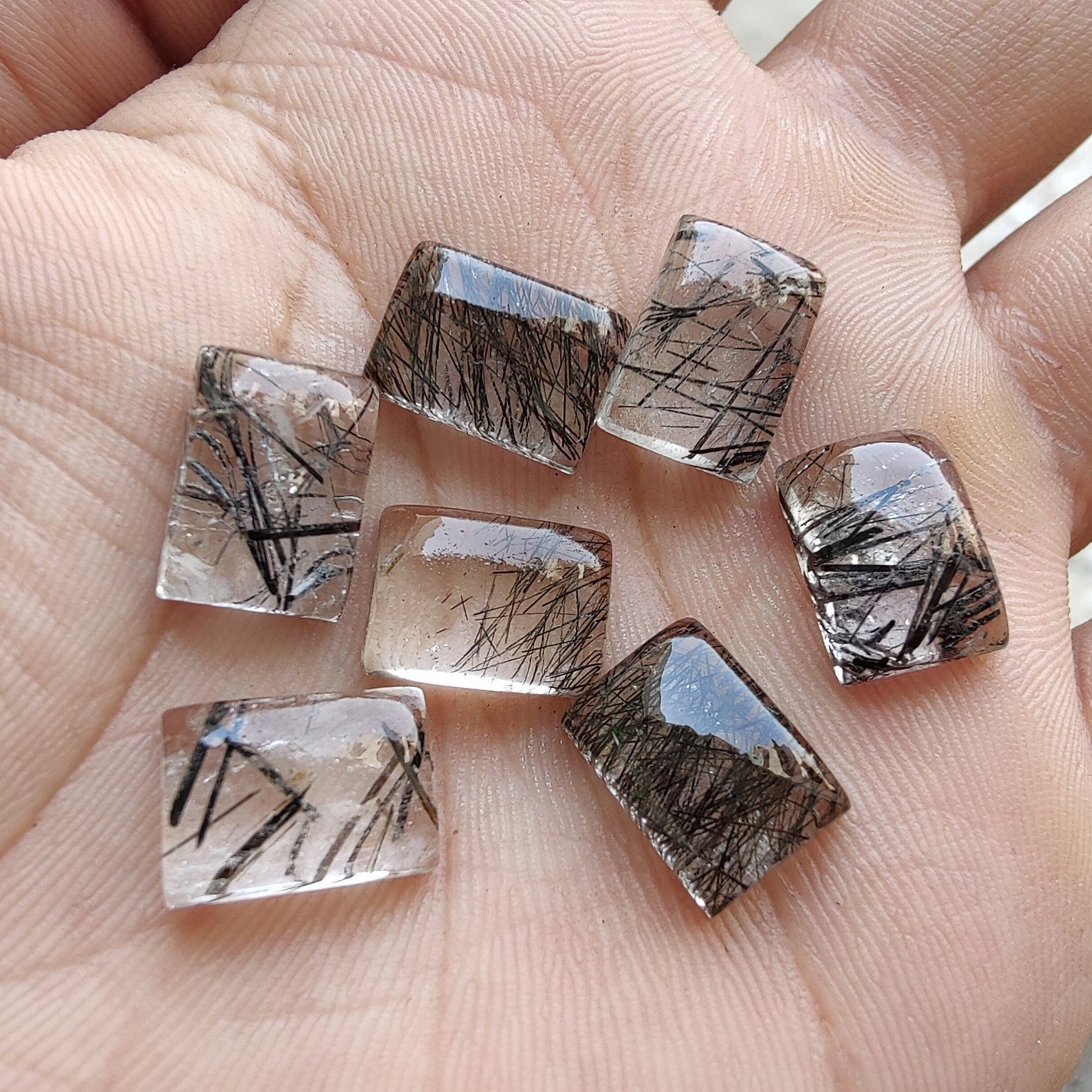 Natural Black Rutile Rectangle Cabochon 6x8mm to 12x16mm Loose Gemstone