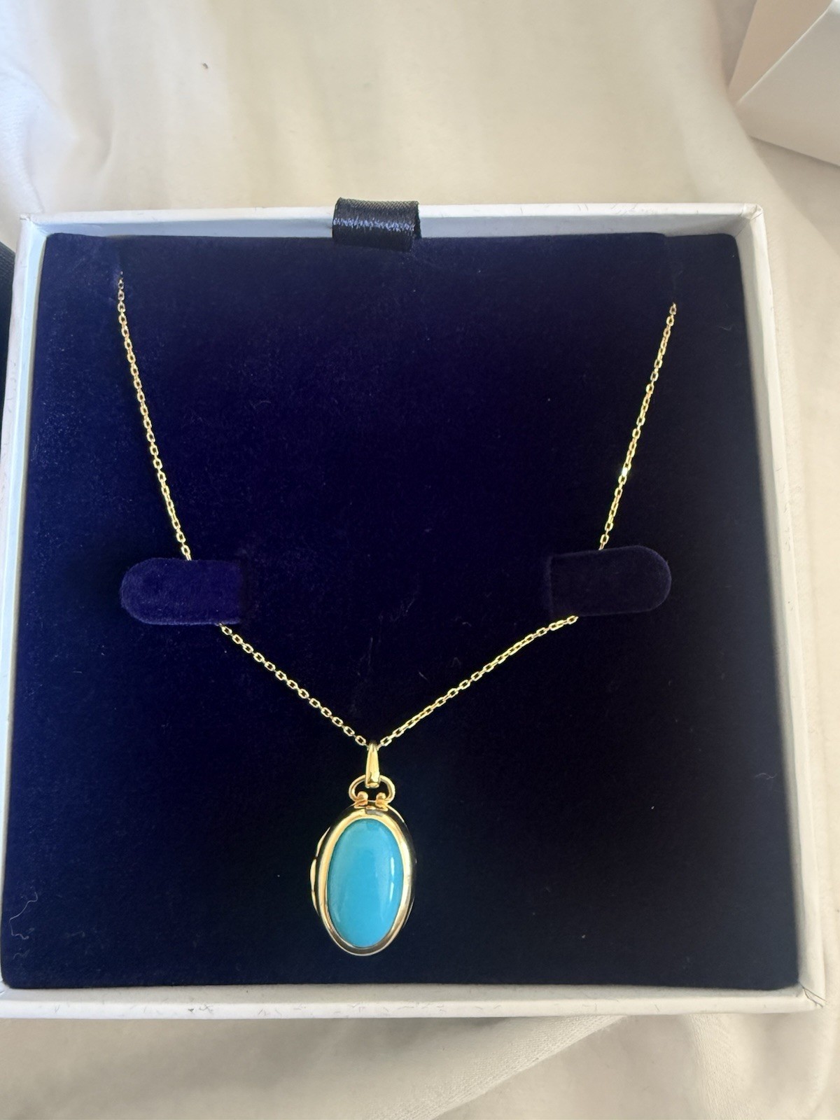 Monica Rich Kosann 17in Locket in Turquoise and mother of pearl 18k YG