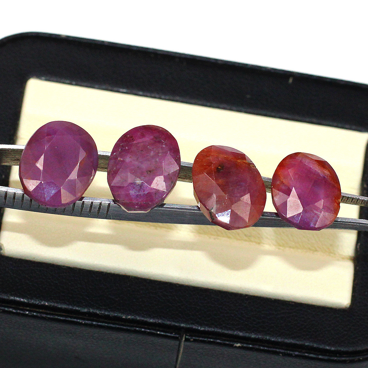 4 Pcs Natural African Ruby Untreated 14.7mm-15.7mm Oval Cut Loose Gemstones Lot