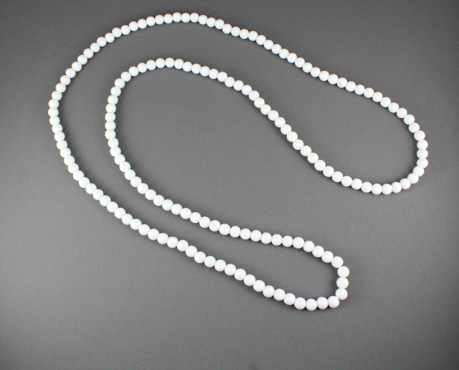 White bead long necklace extra long 44″ necklace beaded wrap double look wrapped