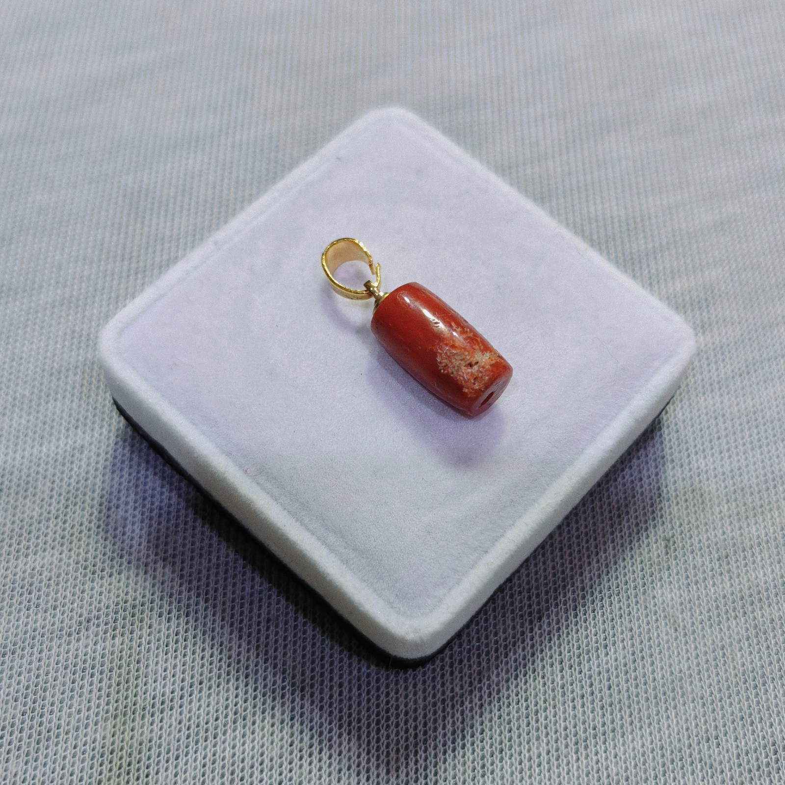 Natural Italian Red Coral Brass Pendant Sea Coral Gemstone Handmade Jewelry Gift