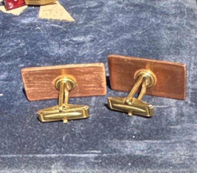 Unique Vintage Blue enamel and stone cufflinks from the mid-20th century.