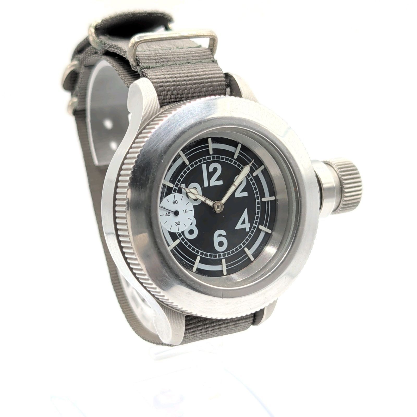 ZENO WATCH Hand Winding Men’s Round Silver Black Dial Small Second Y2K Zeno Watc