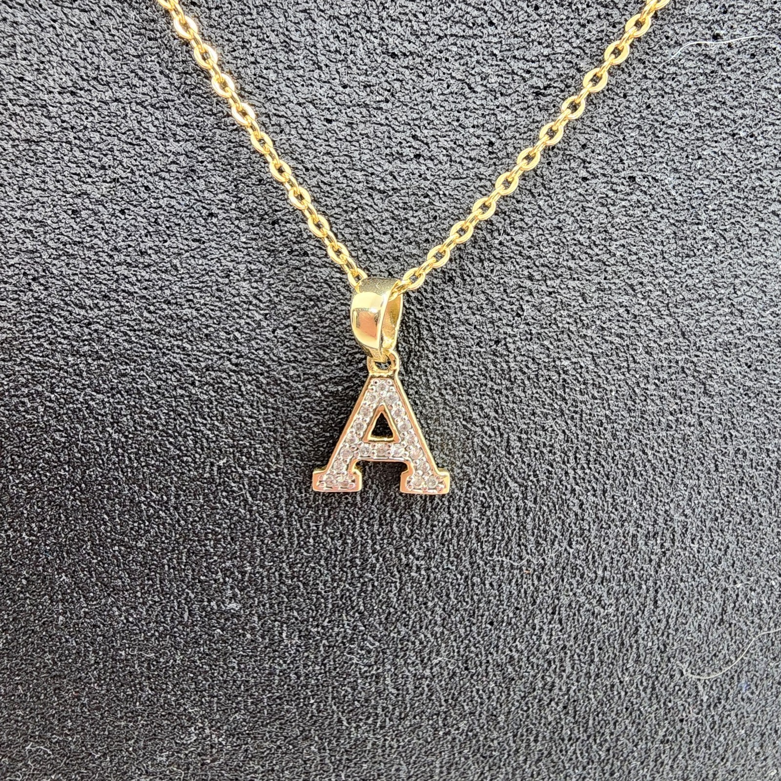 10K Yellow Gold Initial “A” Charm 0.10CTW Diamond Letter Pendant – w/o Chain
