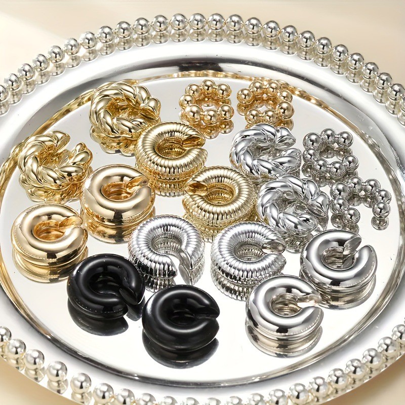 Women’s Twist Ear Cuffs 9Pcs Vintage Gold Silver Black Non-Piercing Earrings