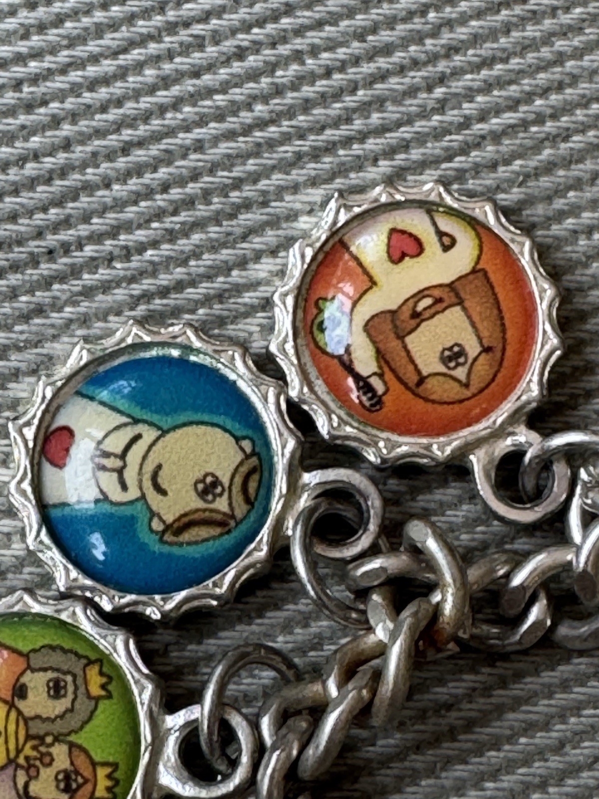 Vintage Ricordo Metal and Enamel Cartoon Character Charm Bracelet