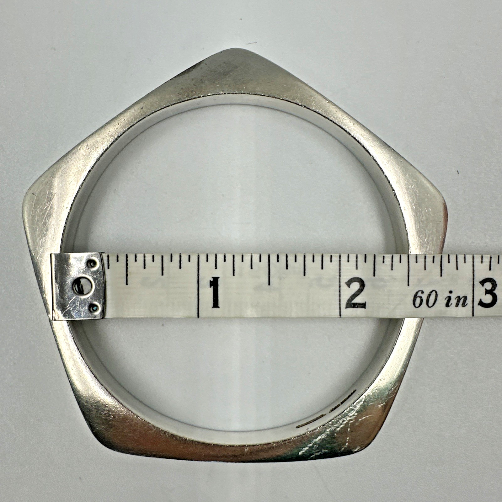 Vtg Jondell Mexico Sterling Silver Pentagon Bangle Bracelet 28.9g Sz ~7.75 5mm