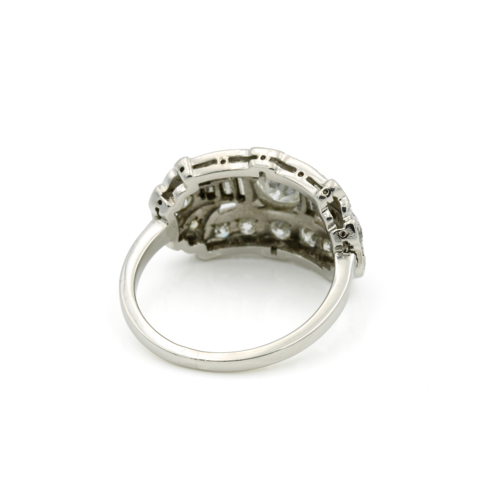 Art Deco Die Struck 900 Platinum 1.16ctw Diamond Size 6.25 Ring #E23-309