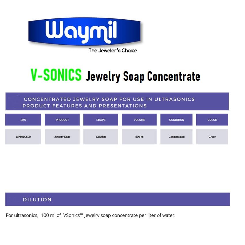 V-Sonics 500ml Professional Jewelry Soap for Ultrasonic Cleaning & Tumbling P…