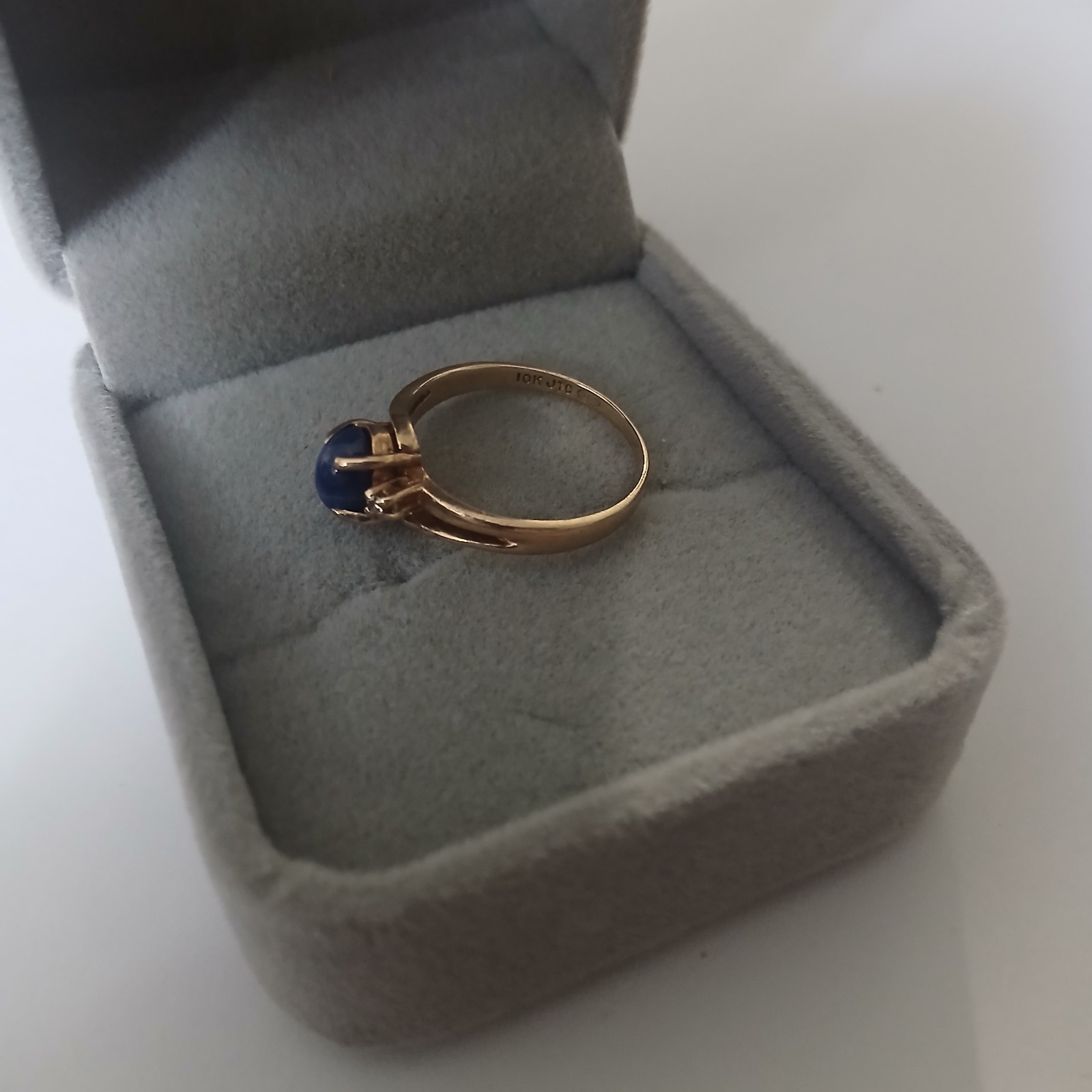 10K Blue Star Sapphire Diamond Ring Size 6.5 #4258