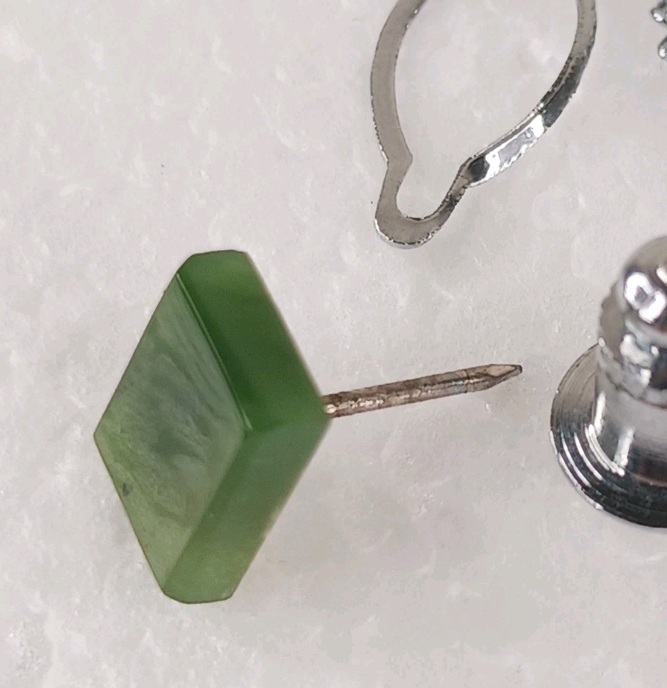Tie Tack Pin Vintage Natural Polished Jade Classic Elegance Men’s Accessory