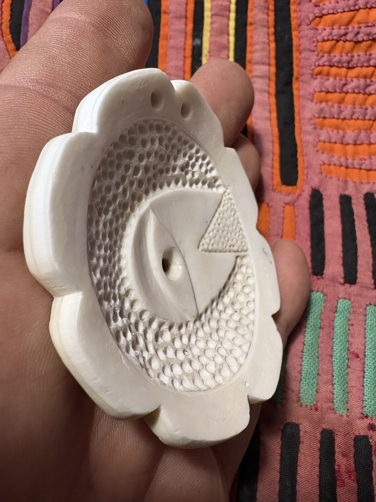 Forked Eye Shell Gorget Made From Manasota Food Shell 2.75” Handmade
