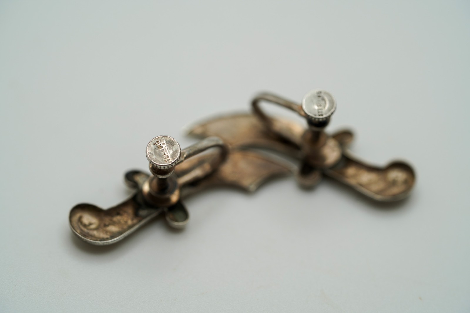 Antique Sterling Silver Dagger Sword Screw Back Earrings 3cm JB36
