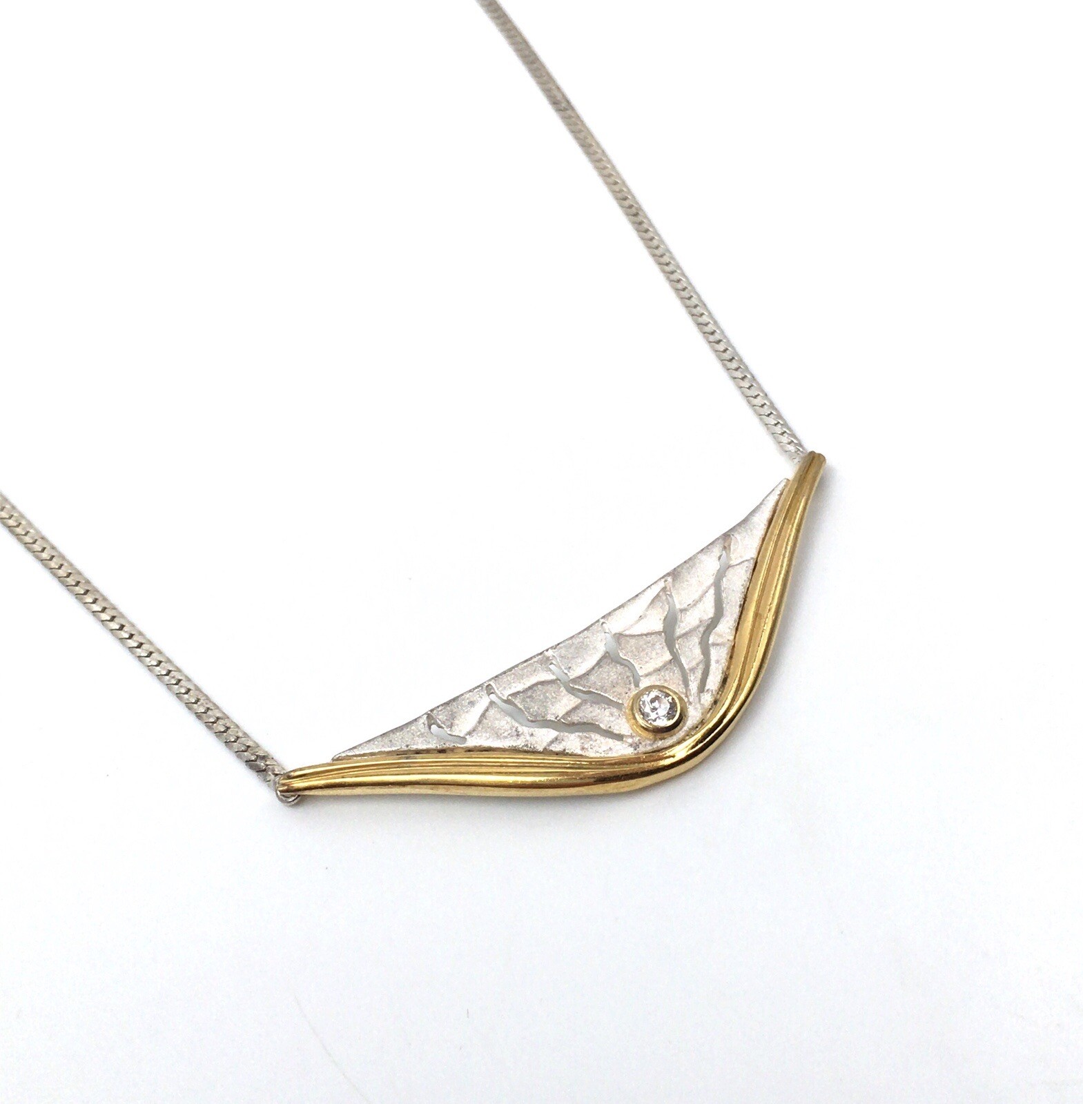 42cm 925 silver necklace choker silver chain vintage jewelry some gold plated