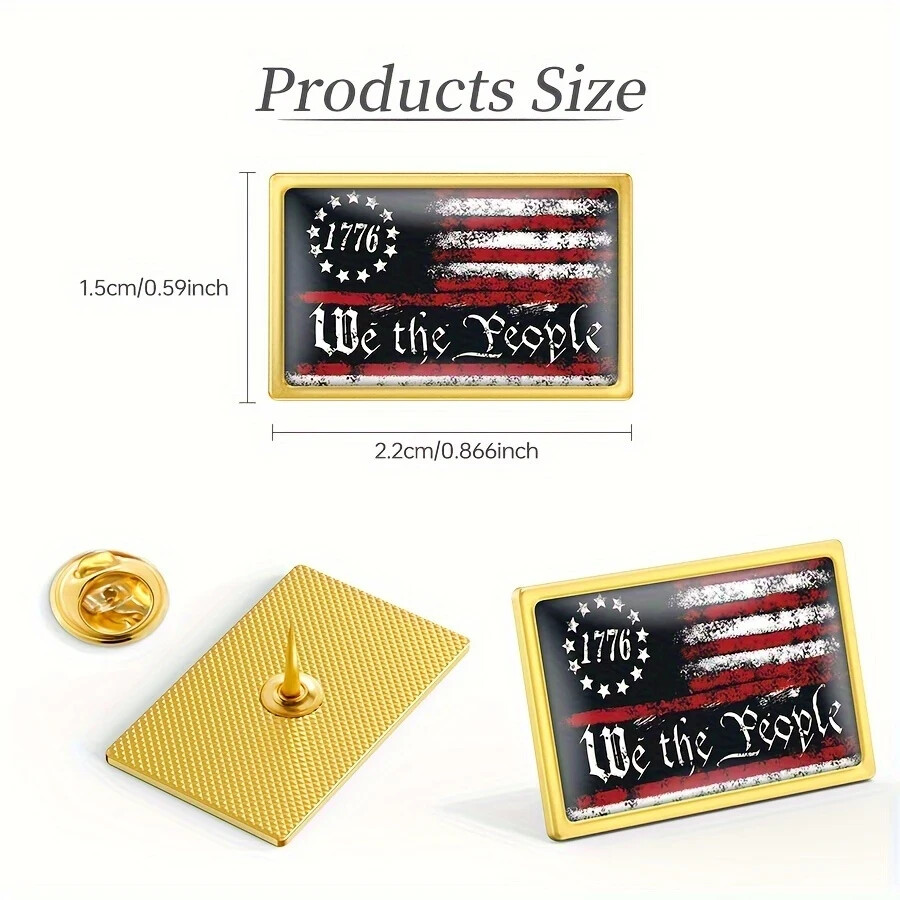 1776 “We the People” Enamel Pins, Patriotic American Flag Design, Brooch Badge
