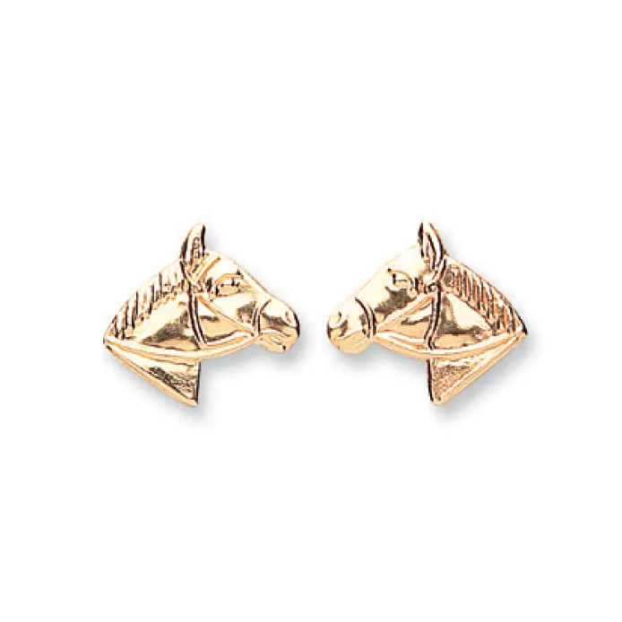 Stud Earrings 9ct Yellow Gold Horse Womens Jewellery