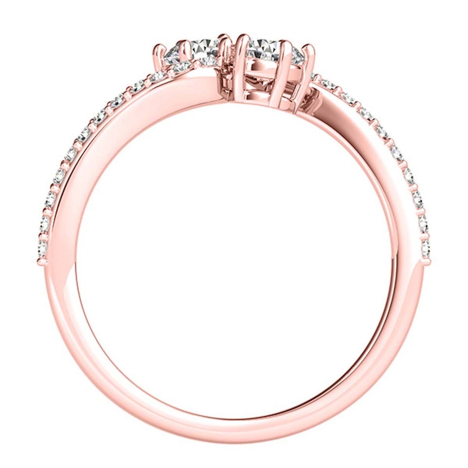 Two Stone Forever Engagement Ring 1 Ct Diamond Bridal Wedding 14k Rose Gold Over