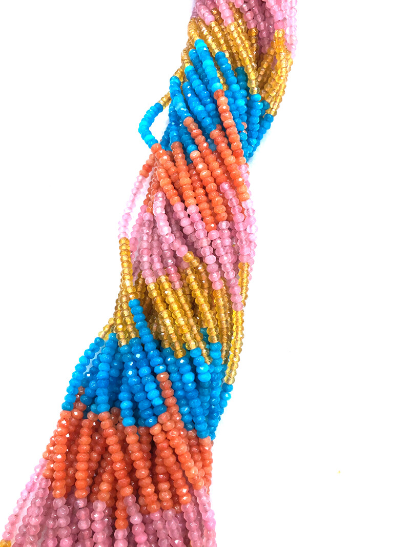 LOT 10pcs 2x4mm 4 color Faceted abacus Jade Roundelle Gemstone Loose Beads 14″