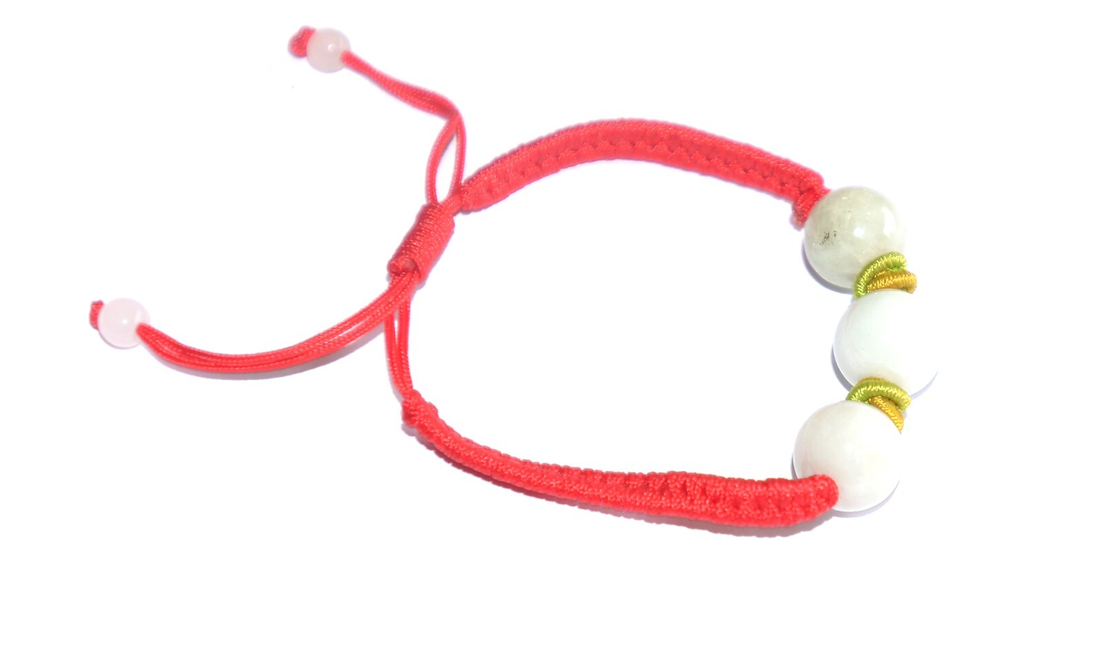 Macrame Friendship Adjustable Red Cord Feng Shui 3 Jade Beads Charm Bracelet