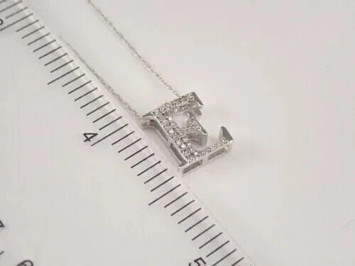 Letter “E” Pendant 0.50 Ct Round Simulated Diamond 14k White Gold Plated