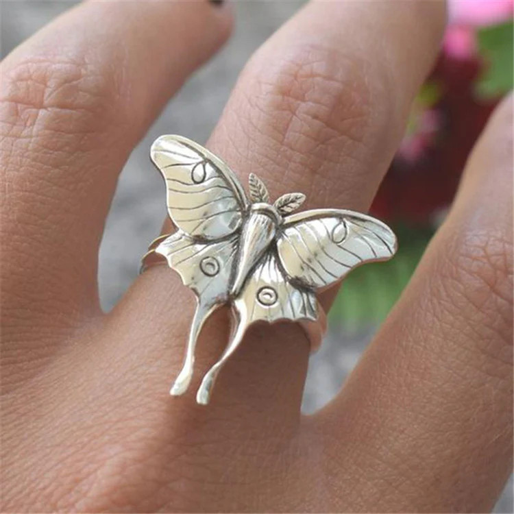 Womens Butterfly Ring Geometric Alloy Design Plated Finish Fashion Rings Gift