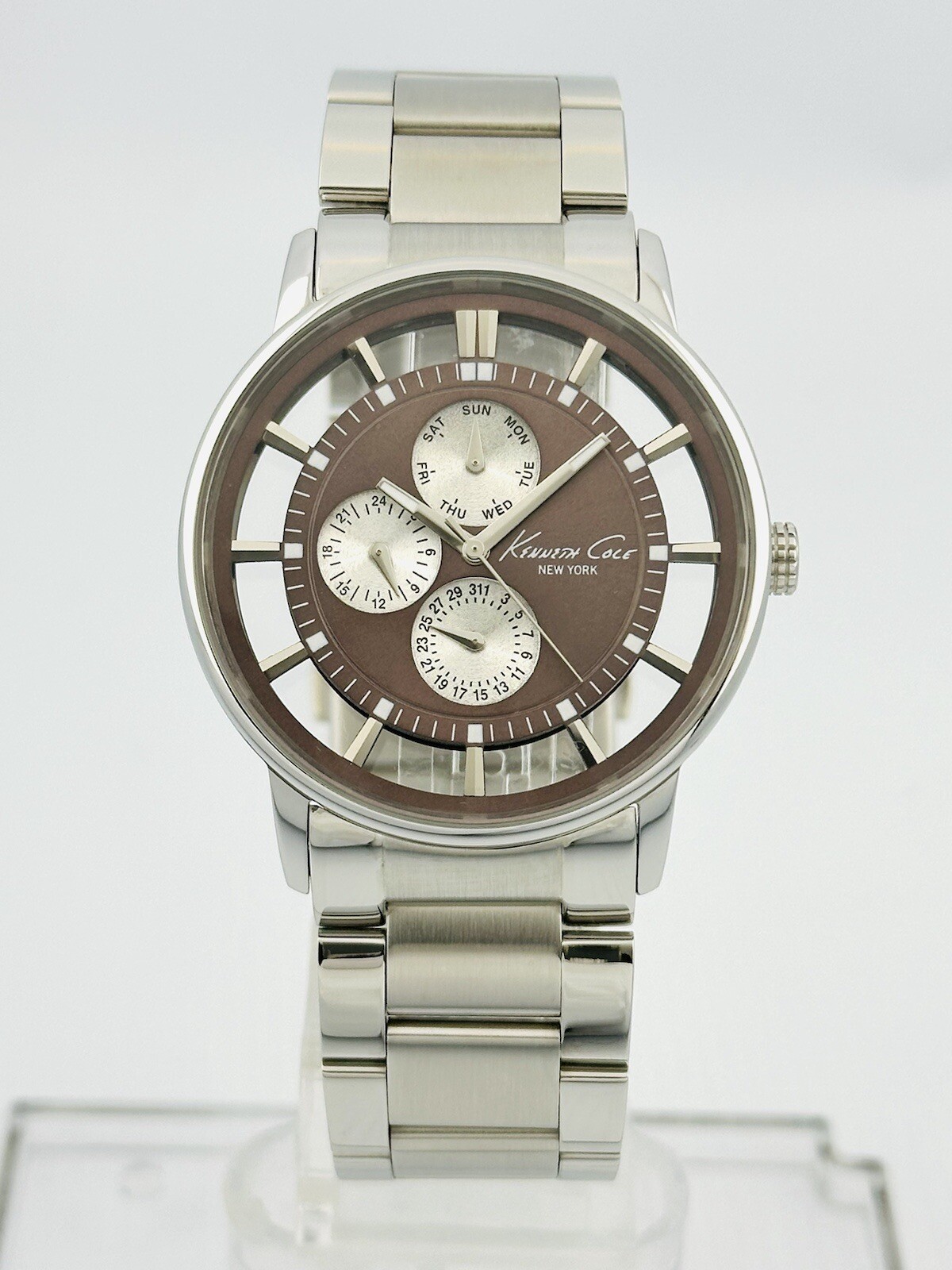 Kenneth Cole KC9114 Men’s Iron Brown Transparent See-Through Dial Steel Watch