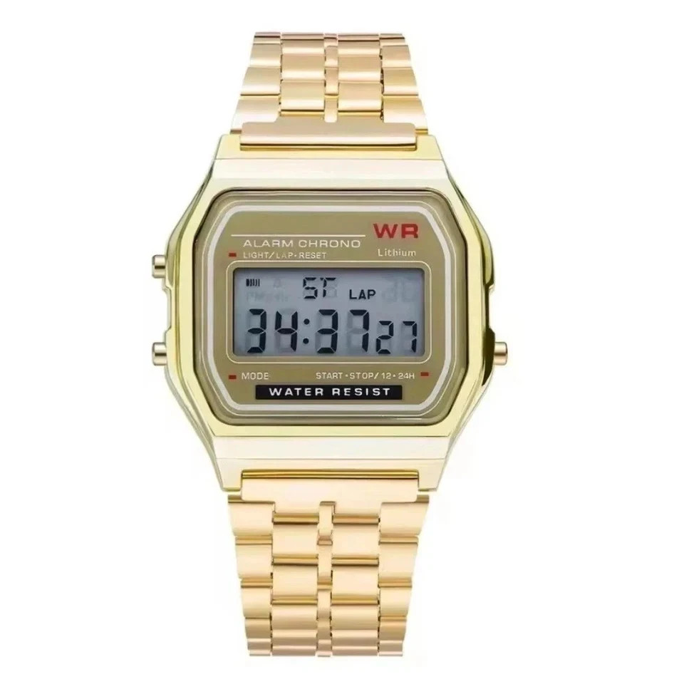 Water Proof Vintage Retro Digital Watch For Men & Women Alarm Stop Watch