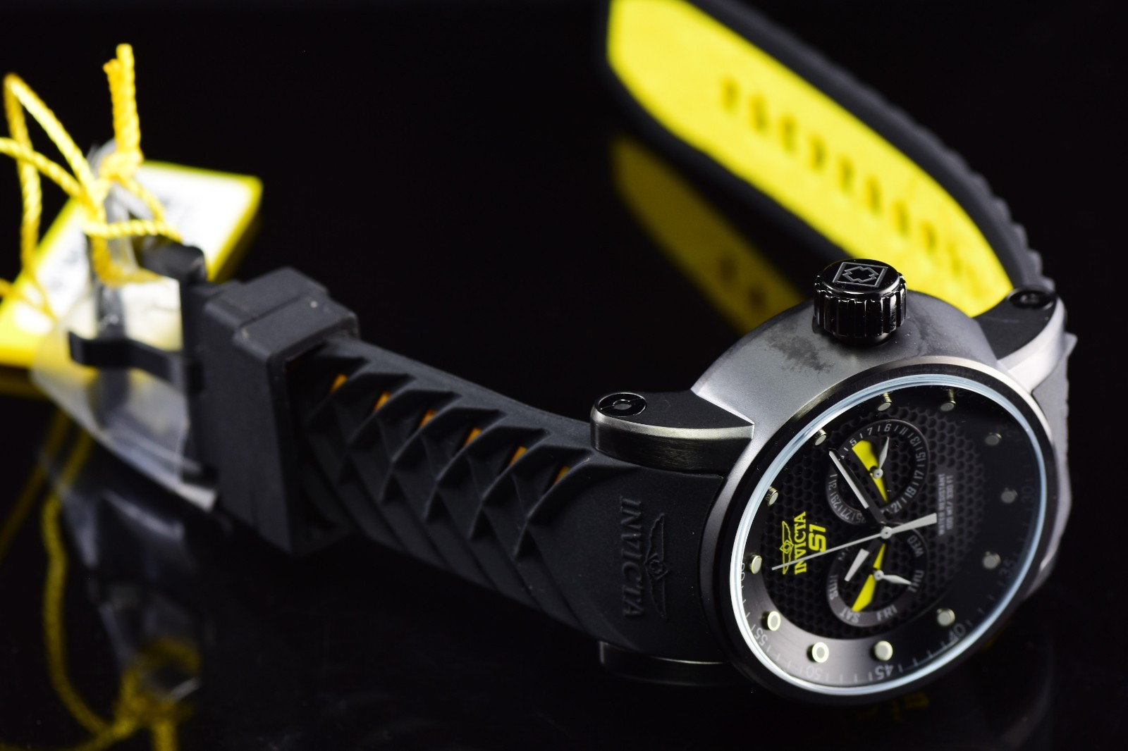 Invicta Men’s S1 RALLY NINJA Black Dial Yellow Accent Black Tone Men’s Watch