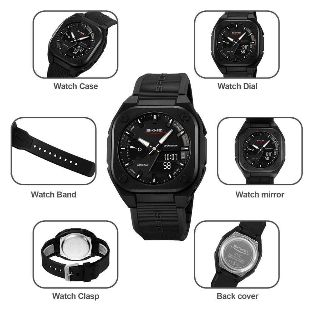 SKMEI Men Watch Fashion Dual Time Wristwatch Student Electronic Digital Watch