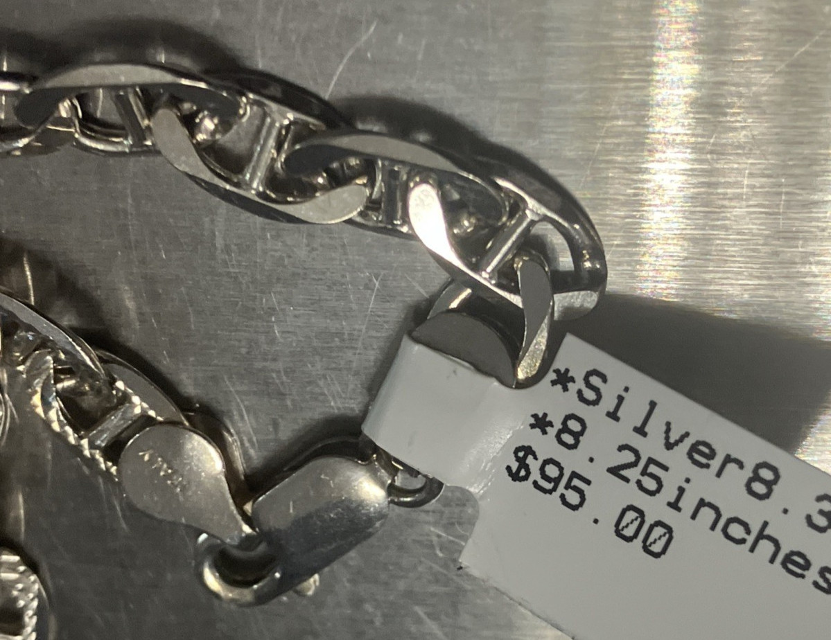 925 Italy Sterling Silver Mariner Link Solid Bracelet 8.25grams 8.2” 6.2mm NWT