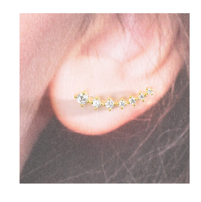 14K Gold over Sterling Silver Crawler Cuff Climber Earrings Cubic Zirconia K50