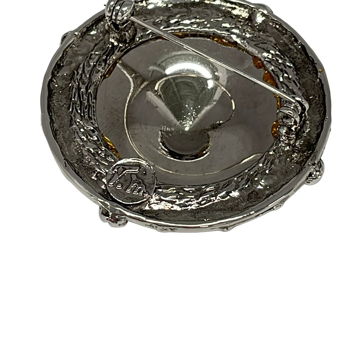 Thierry Mugler Silver Dark Navy Hardware Brooch