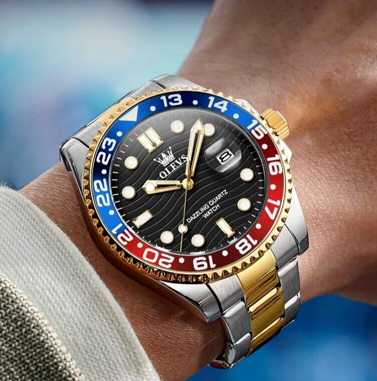 Waterproof Quartz Watch Men’s Men OLEVS Luminous Luxury Date Business Strap