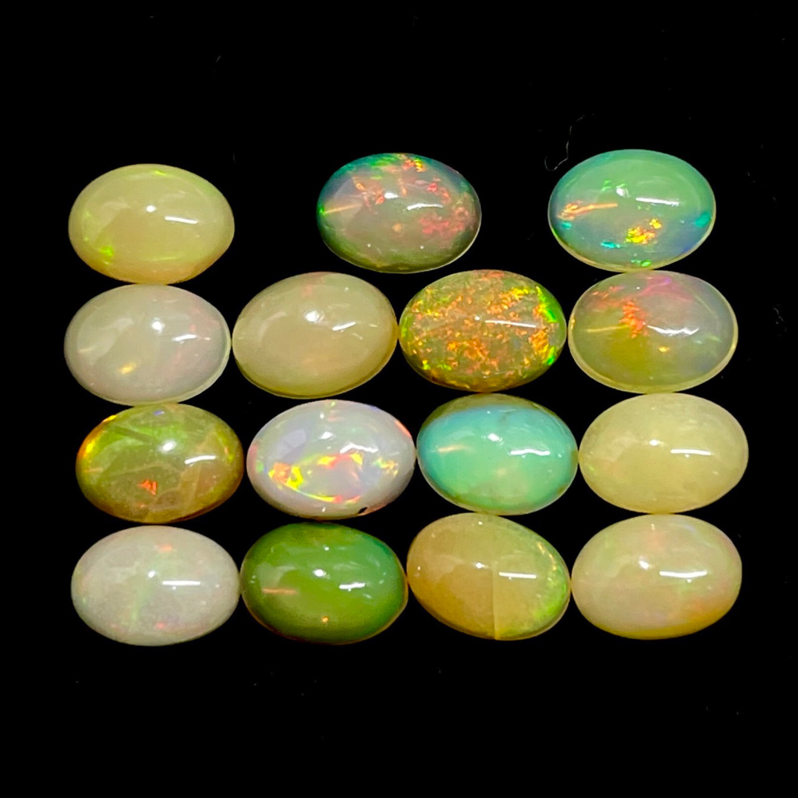 15 Pcs Natural Ethiopian Opal 7x5mm Flashy Untreated Loose Cabochon Gemstones