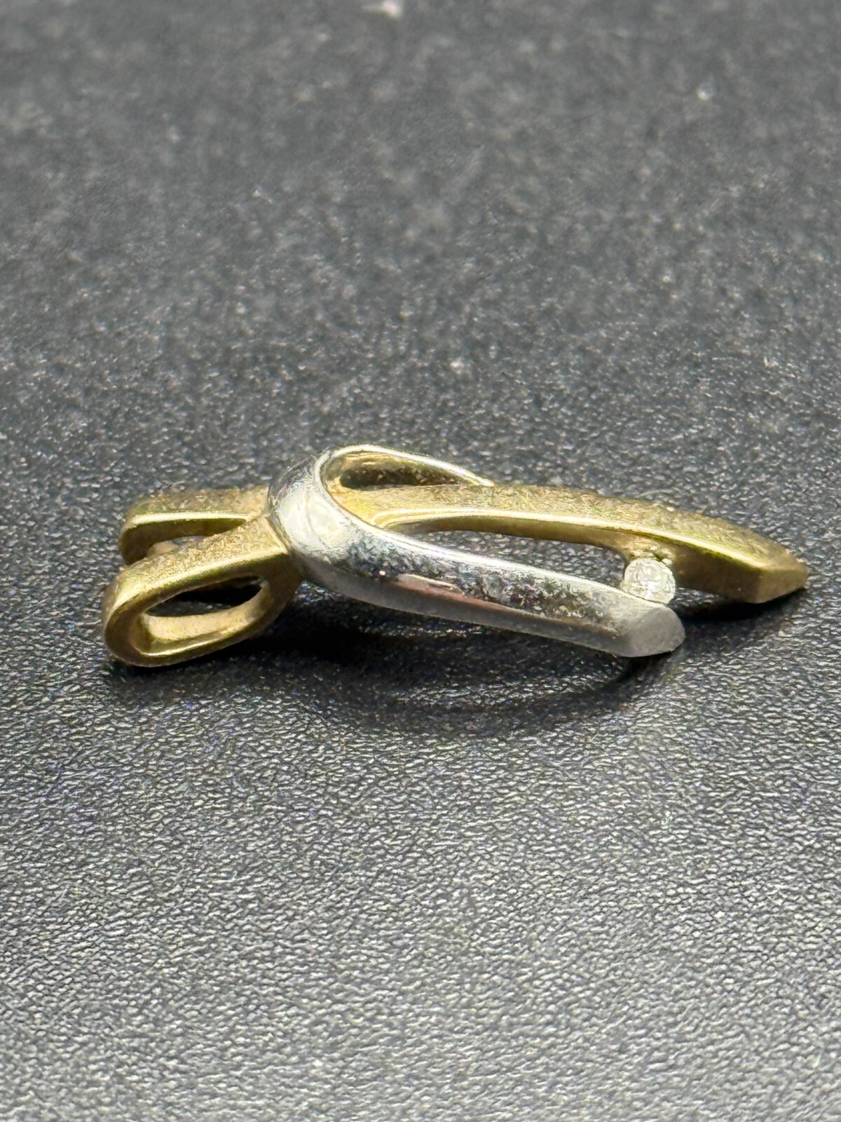 9ct Yellow and White Gold Intertwined Pendant with Diamond Accent, Marked 375