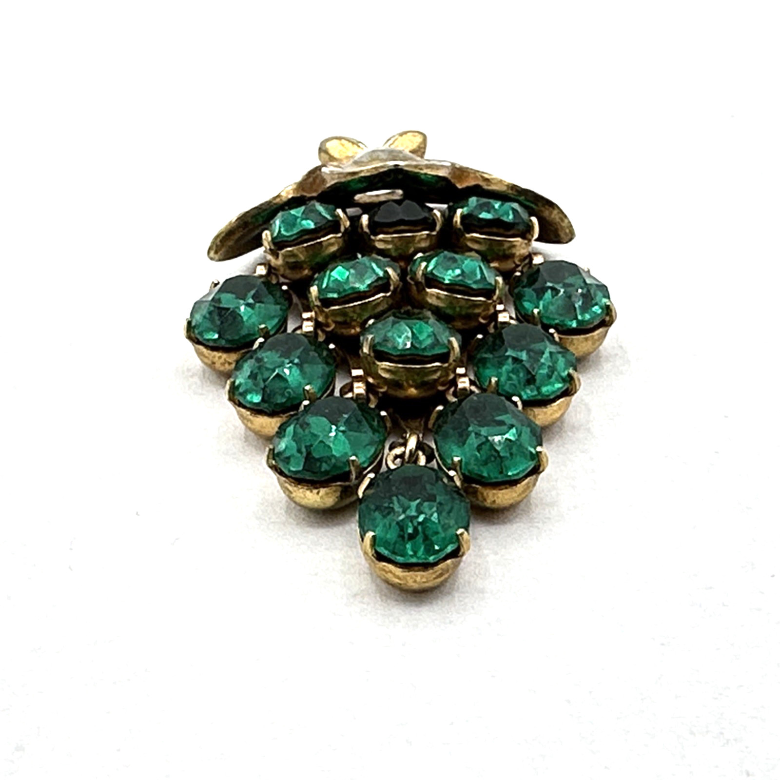 CROWN TRIFARI waterfall pendant – vintage Alfred Philippe green rhinestone grape