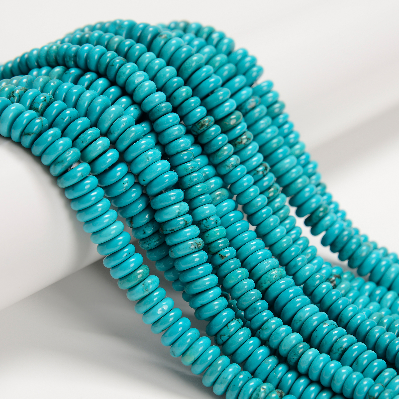 Blue Green Turquoise Smooth Rondelle Beads Size 3x6mm 3x8mm 15.5”Strand